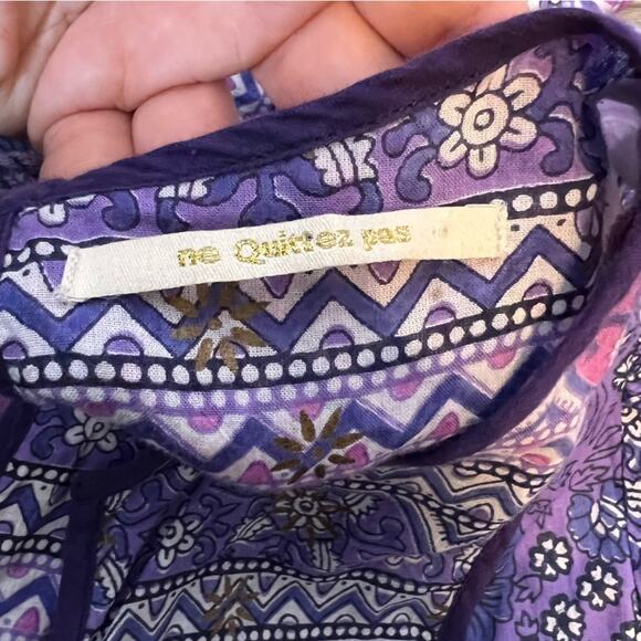 Ne Quittez Pas Anthropologie Prairie Boho Purple Midi Dress sz M - Picture 5 of 7